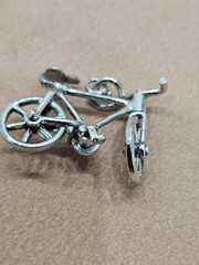 Vintage Silver Tone Charm For Bracelet Jewelry Bicycle Bike Adventure Travel Old