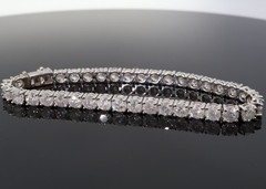 13.69ct Diamond Set 14k White Gold Tennis Bracelet 18cm Long Val $19540