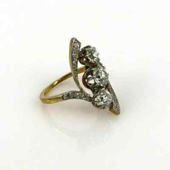 2CT Round Cut Moissanite Trilogy Vintage Engagement Rings 14K Yellow Gold Plated