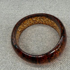 Vintage Lucite Bracelet Bangle Leopard Print Asymmetrical Size 7.5