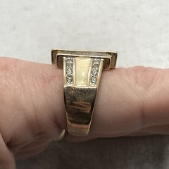 Vintage Signed 18K HGE Gold Plated Cream Enamel Rhinestone Ring varied sizes