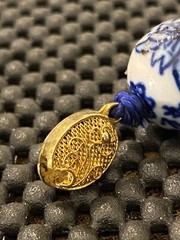 Vintage Chinese Export Blue White Large Porcelain Beaded Necklace Filigree Clasp