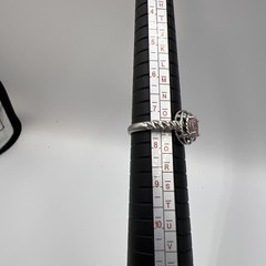 925 Sterling Silver With CZ PINK Oval Gemstone Decorative Twisted Rope Size7.5