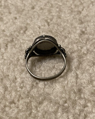 Vintage Soviet Rostov Finift Floral Enamel Ring Russian White Enamel Size 7.5