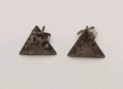 Vintage Silver Tone Post/ Stud Style Earrings 12mm Textured Triangle Geometrical