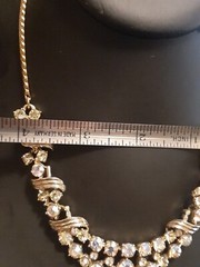 Vintage Aurora borealis gold tone bib necklace adjusts up to 19″ glamorous