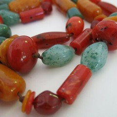 Vintage Plastic Beaded Necklace Multi Colored 56 in [5485]