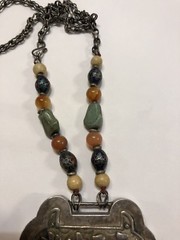 Antique Chinese Repousse Silver Tone Necklace