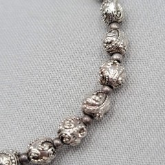 Vintage Napier Embossed Silver tone Bead Bracelet 6.75″
