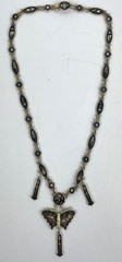 Vtg 50s AMITA 24K Sterling Silver inlay Butterfly Damascene Japan Necklace 20″