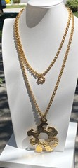Vintage Gerard Yosca Runway Statement Necklace 44 ” Sunburst Pendant Gold Tone