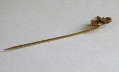 ANTIQUE VICTORIAN MYTHICAL DRAGON SEED PEARL STICK PIN GOLD GILT BRASS
