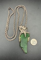 Vintage Studio Sterling Silver Green Sea Glass Starfish Pendant Necklace 58 gm