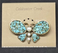 NOS Coldwater Creek Mosiac Butterfly Pin Brooch