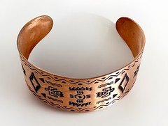 Vintage Wheeler Mfg Co Solid Copper Southwestern Cuff Bracelet 7-1/2″ Adjustable