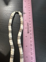 Vintage 16″ Natural Heishi Shell Necklace – Hand-Cut Cream Boho Surfer Choker