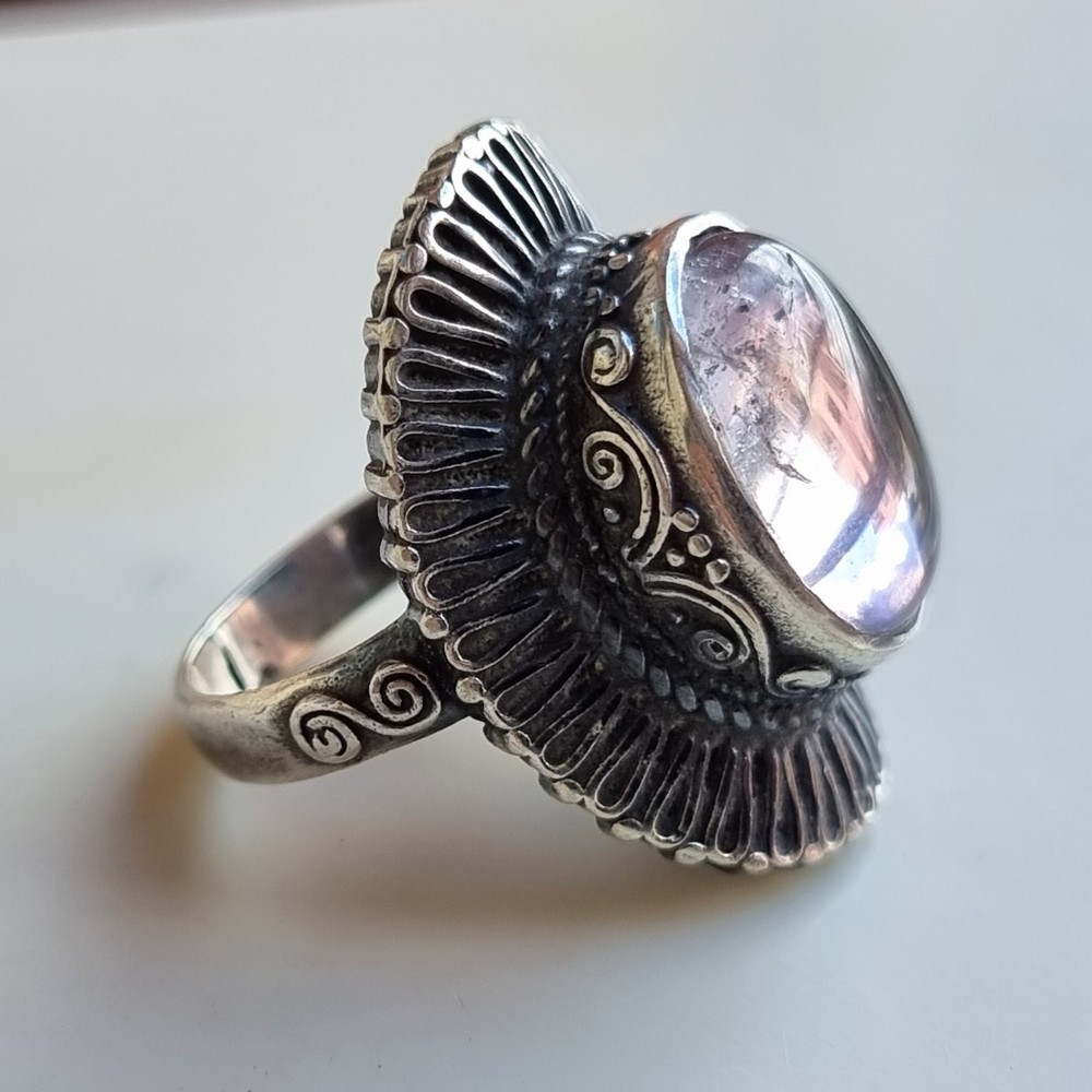 Ancient Vintage Victorian Sterling Silver Ring 925 Amethyst Stone Size 9.5