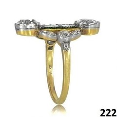 Antique ArtNavette Style LabCreated Diamond Victorian Engagement 14K GoldFN Ring