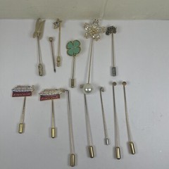 Lot of 13 Vintage Lot Pins Jewelry Novelty Assorted Colors Shapes Materials