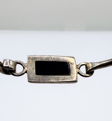 VTG Estate Mexico Tension SS & Black Onyx Signed Bangle – 2.5” In Diameter 117
