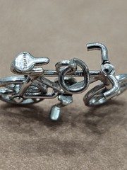 Vintage Silver Tone Charm For Bracelet Jewelry Bicycle Bike Adventure Travel Old