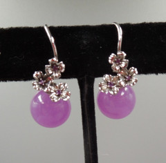 Sterling Silver Flower Lavender Jade & Amethyst 11.4mm Earrings