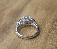 Platinum Vintage Engagement Ring 1.71ct.Natural Round Diamond Blue Sapphire Pear