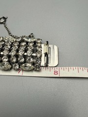 Weiss Rhinestone Bracelet Vintage Wide Dome 6 Row Large 7.75” Long 1 In Wide