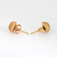 Vintage Portuguese 19k Yellow Gold Textured Small Stud Earrings Buttons