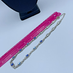 Avon 16-18 inch Silver Tone Blue Crystal Necklace 4-320
