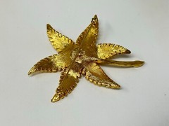 Vintage Goldtone Large 3-1/8″ FLOWER Brooch Pin