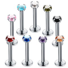 18g tiny dainty diamond 3mm internally threaded Labret Cartilage Studs