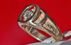 14k yellow gold ring 0.17ct diamond solitaire sz 6.5 vintage handmade 7.6g N2539