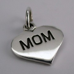 Sterling Silver Mom Heart Charm for Bracelet Mother’s Day Gift Jewelry New