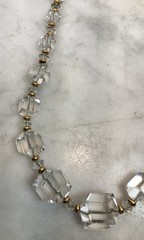 Antique VTG Art Deco Gold Filled Rhombic Graduated Cut Crystal Glass Necklace