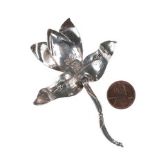 Hector Aguilar Taxco 940 sterling silver 3d orchid pin