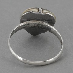 Antique Handmade Heart Shaped Operculum Shell Ring WWII Sweetheart Jewelry 6.25