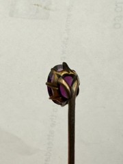 Antique 10k Or Better Yellow Gold and Almandine Garnet Solitaire Stickpin
