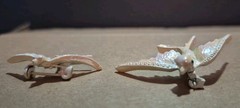 Vintage White Iridescent Enamel Swallow Birds Pins Set Of 2-READ*