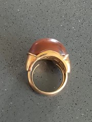 Vintage Lanvin Gold Tone Tortoise? Ring Sz 6.75 P25