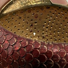 Vintage Fish Clamper Cuff Bracelet Red Pink AB Rhinestone Enamel Statement