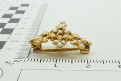 ANTIQUE ENGLISH VICTORIAN 15K GOLD PEARL SNOWFLAKE STAR BROOCH / PENDANT