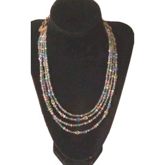 VTG Michael Golan 4 Strand Mixed Stones and Multicolor Crystals Necklace 18 inch