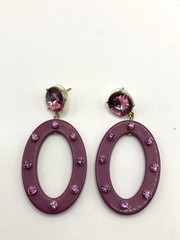 Sugarfix Purple Acrylic Rhinestone Oval Dangle Earrings