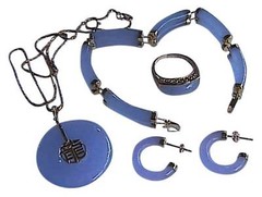14k Yellow Gold Lavender Bracelet, Ring, Earrings & Necklace Set
