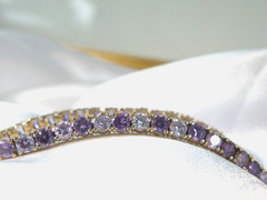 Vintage Sterling Silver 925 Gold Over Amethyst CZ Tennis Bracelet 7.5″