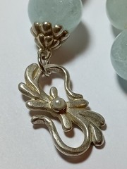 925 Silver China Vintage Translucent Pale Green Jadeite Hand Knotted Necklace!!!