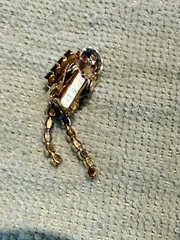 Vintage 1950’s Costume necklace And clip on earring Set Gold color Blue Green