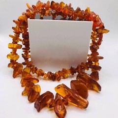 Vintage Authentic Genuine Nugget Amber Beads Necklace 33 in 83 g