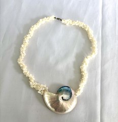 Mother of Pearl 3 Twisted Strand Nautilus Shell 10.5” Necklace w/Barrel Closure